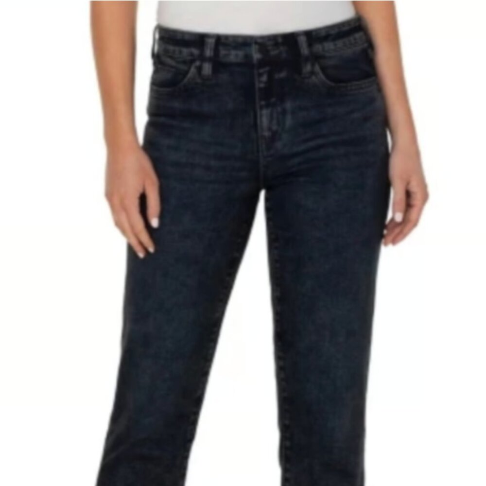 Liverpool Los Angeles Non Skinny Cut Hem Relaxed Fit Straight Jeans Raven Sz 10